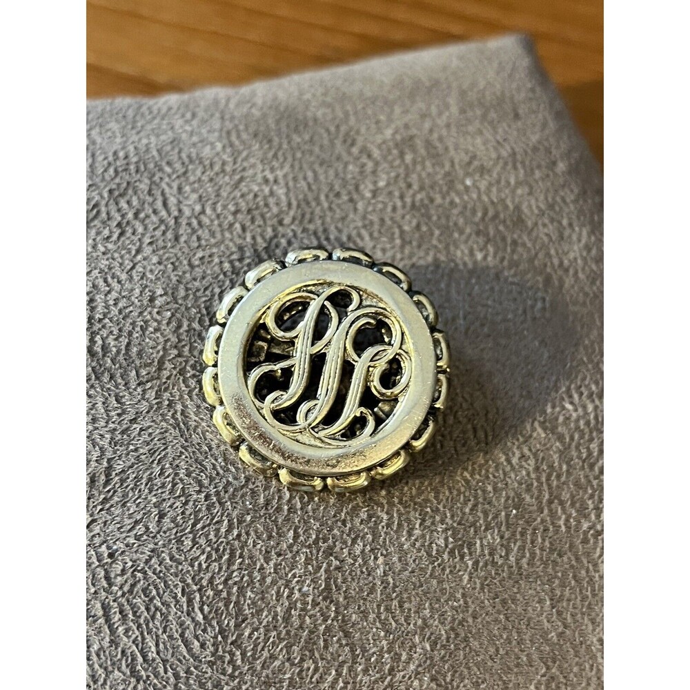 Vintage Rare Mid Century Round Brooch Pin Signed FREIDRICH Gold Tone